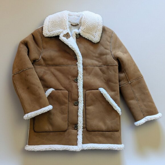 NWT Aritzia Wilfred Free Brown Faux Suede Catrina sherpa jacket Size XS - Picture 14 of 15